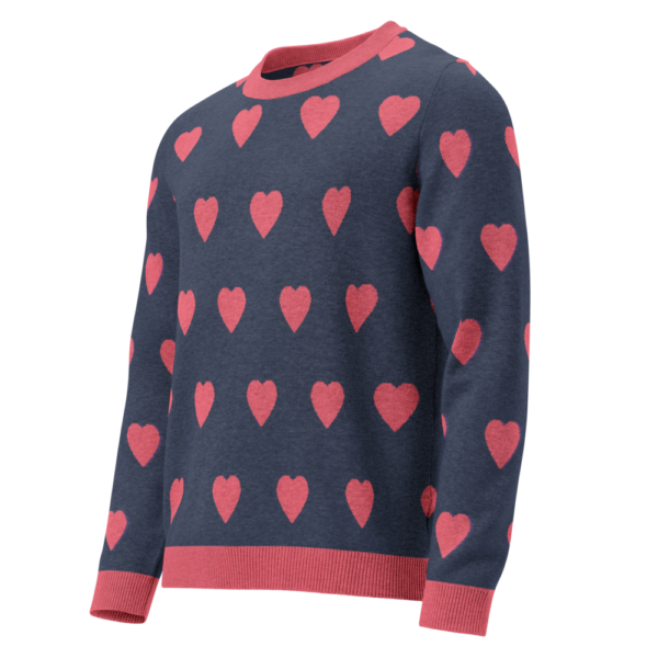 Knitted crew neck sweater Unisex - Pink Hearts - Image 8
