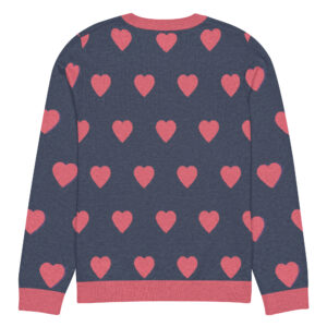 Knitted crew neck sweater Unisex - Pink Hearts