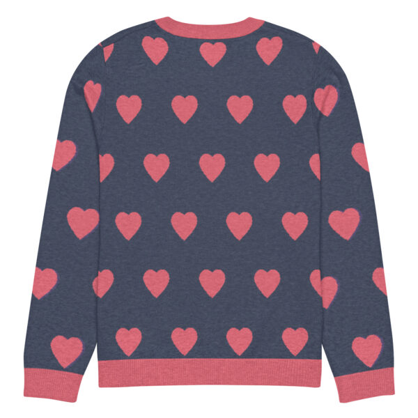 Knitted crew neck sweater Unisex - Pink Hearts