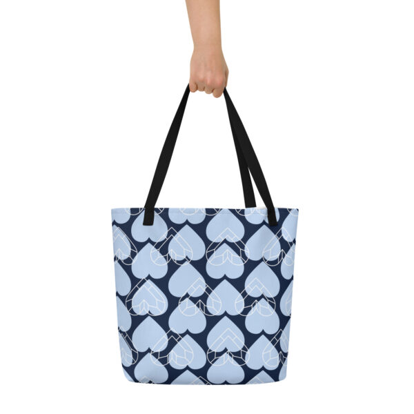 Large Tote Bag - Blue Hearts - Image 2