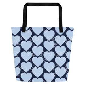 Large Tote Bag - Blue Hearts