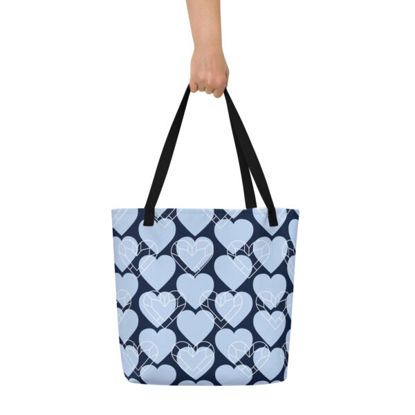 Large Tote Bag - Blue Hearts - Image 3