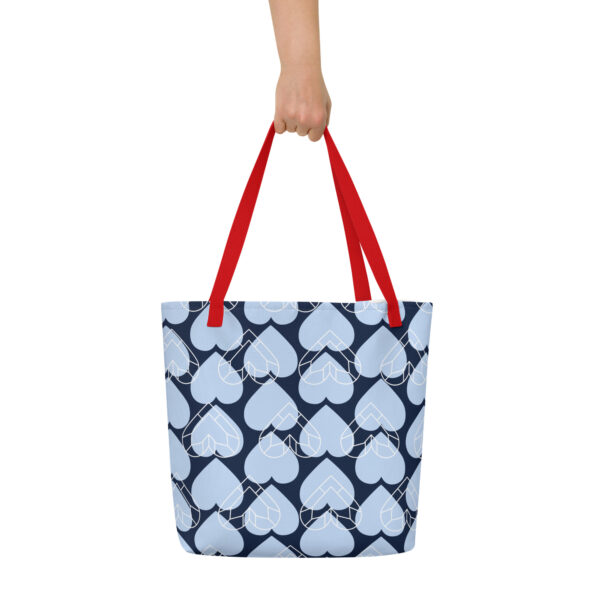 Large Tote Bag - Blue Hearts - Image 4