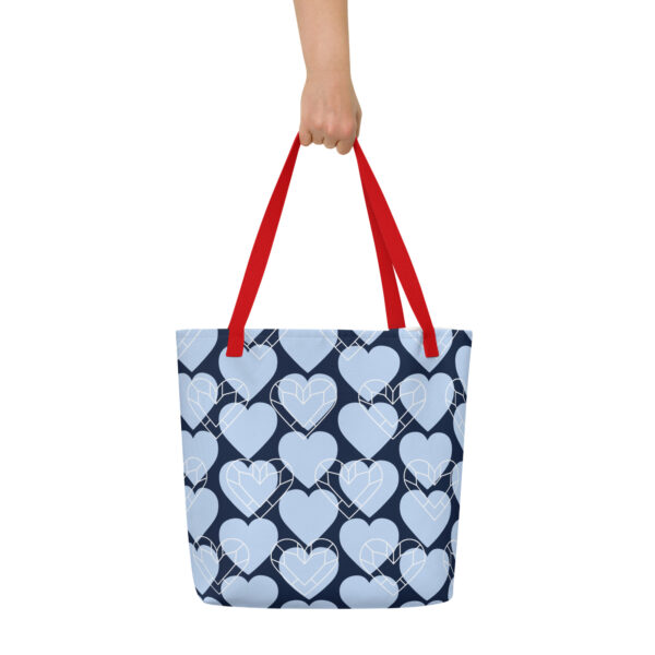 Large Tote Bag - Blue Hearts - Image 5