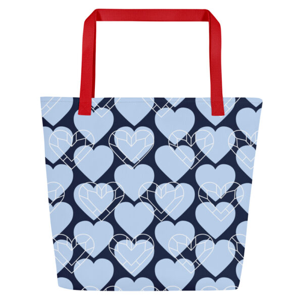 Large Tote Bag - Blue Hearts - Image 7
