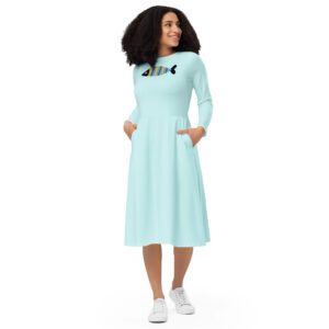 Dress Long Sleeve midi - Aqua
