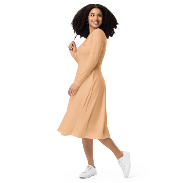 Dress Long Sleeve Midi - Coral - Image 5