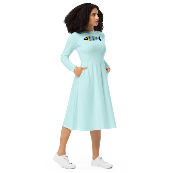 Dress Long Sleeve midi - Aqua - Image 6