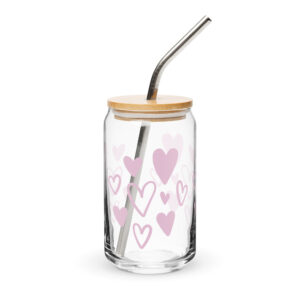 Can-shaped glass - Pink Hearts
