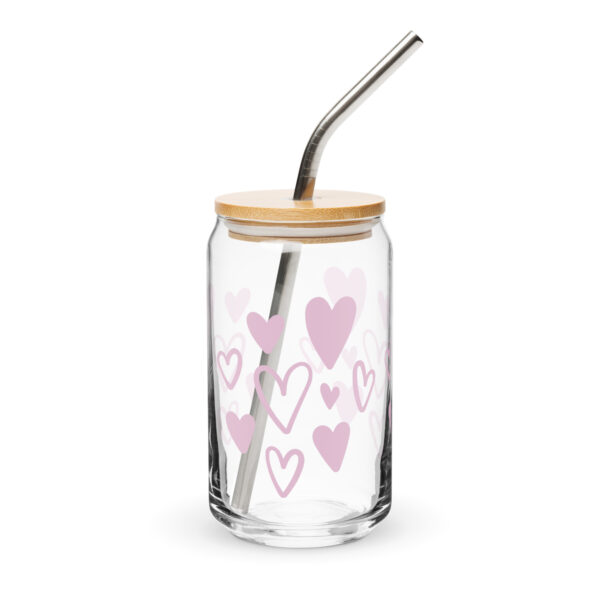 Can-shaped glass - Pink Hearts