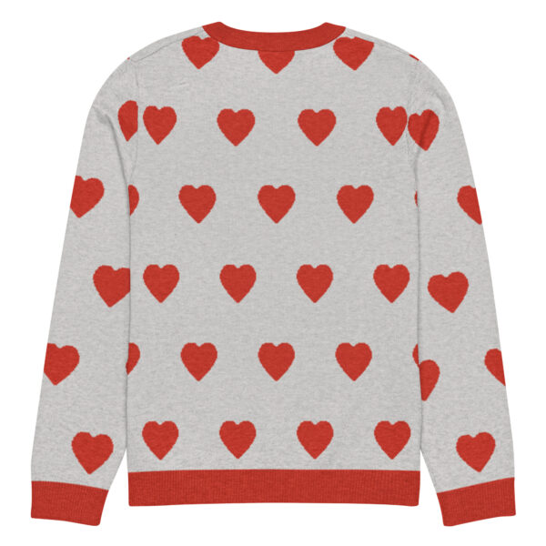 Knitted crew neck sweater Unisex - Red Hearts - Image 2