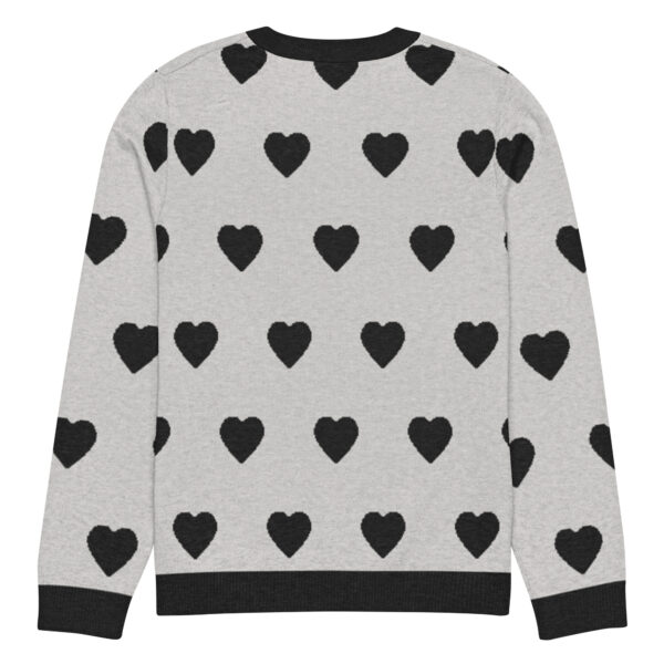 Knitted crew neck sweater Unisex - Hearts Black and Gray - Image 2