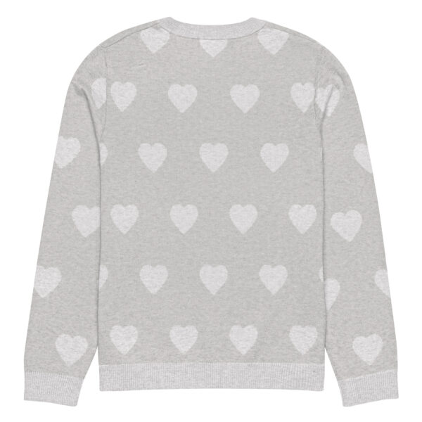 Knitted crew neck sweater Unisex - White Hearts - Image 2