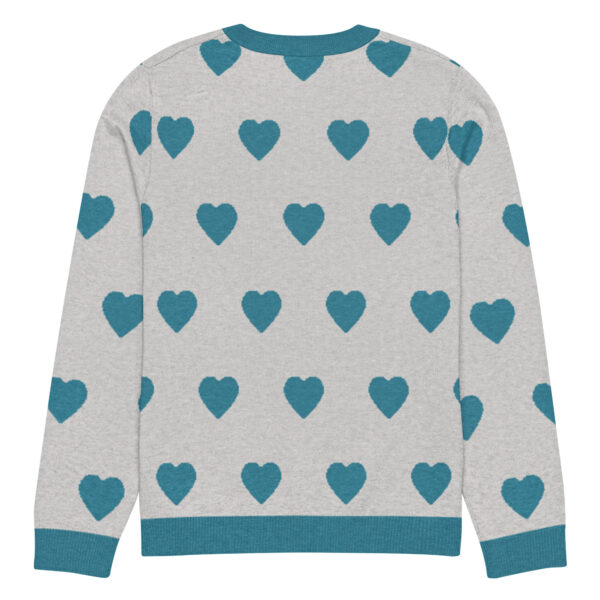 Knitted crew neck sweater Unisex - Green Hearts - Image 2