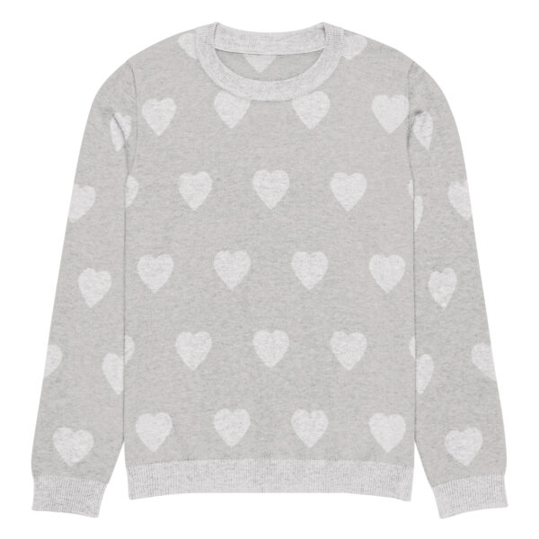 Knitted crew neck sweater Unisex - White Hearts