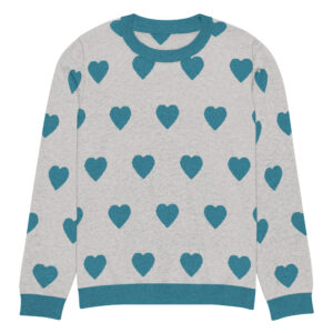 Knitted crew neck sweater Unisex - Green Hearts