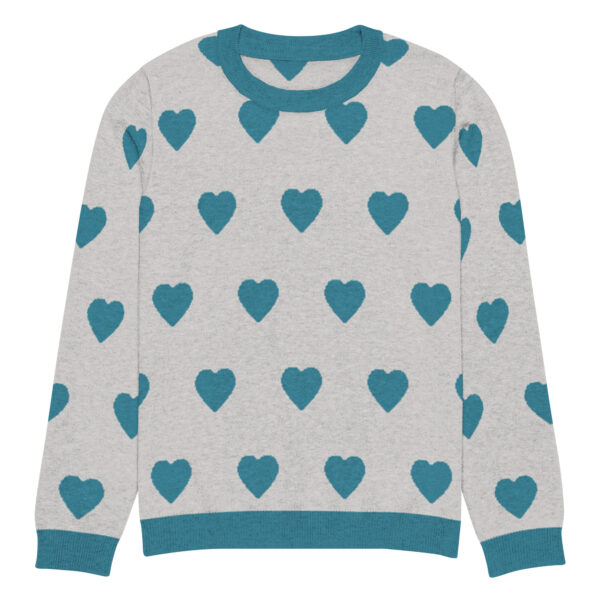 Knitted crew neck sweater Unisex - Green Hearts