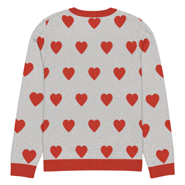 Knitted crew neck sweater Unisex - Red Hearts - Image 10