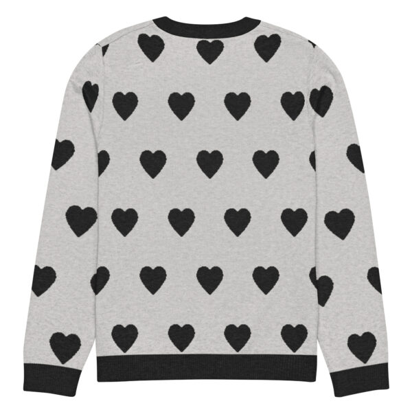 Knitted crew neck sweater Unisex - Hearts Black and Gray - Image 10