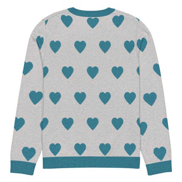 Knitted crew neck sweater Unisex - Green Hearts - Image 10