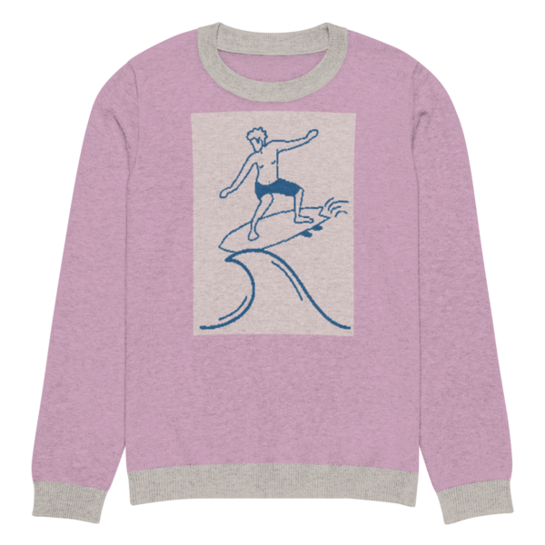 Knitted crew neck sweater Unisex - Pink Surf - Image 7