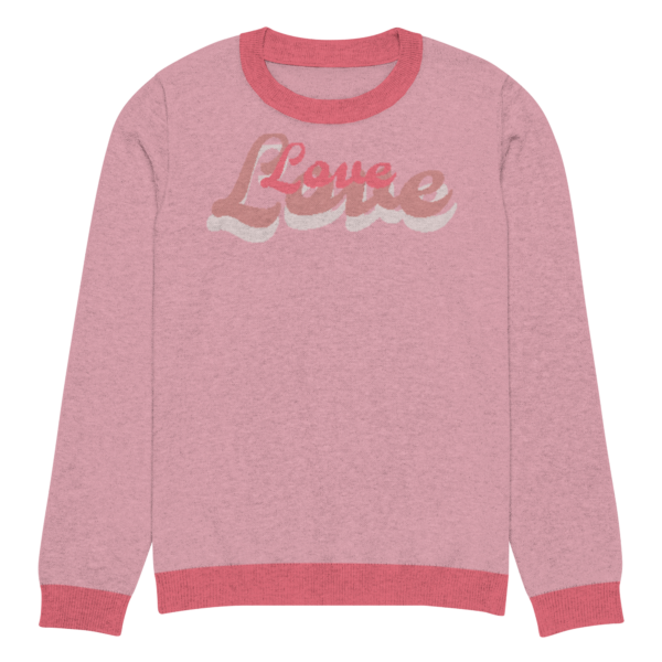 Knitted crew neck sweater Unisex - Pink Love - Image 7