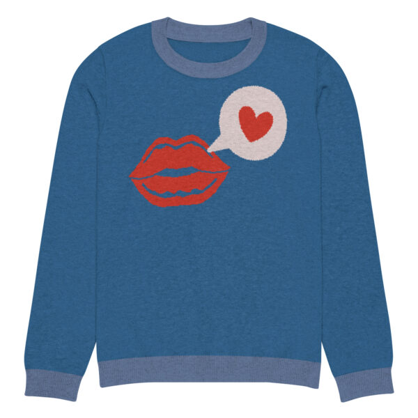 Knitted crew neck sweater Unisex - Blue Kiss - Image 7