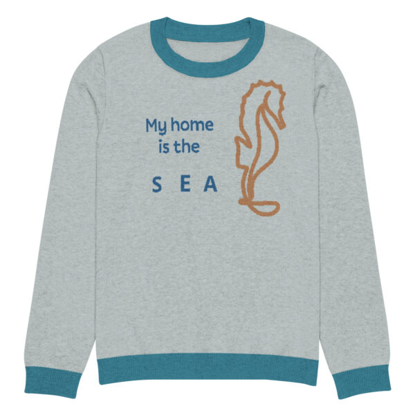 Knitted crew neck sweater Unisex - My Home is the Sea - Image 7