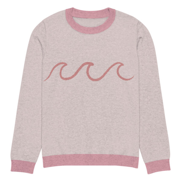 Knitted crew neck sweater Unisex - Pink Waves - Image 7