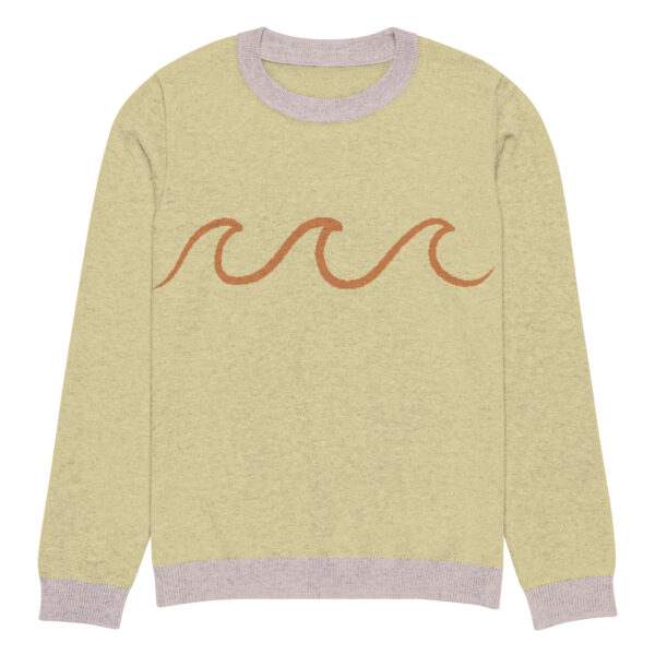 Knitted crew neck sweater Unisex - Yellow Waves - Image 7