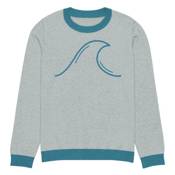 Knitted crew neck sweater Unisex - Blue Sea - Image 7