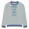 Knitted crew neck sweater - Messy Hair Don't Care Blue Candy - Image 9