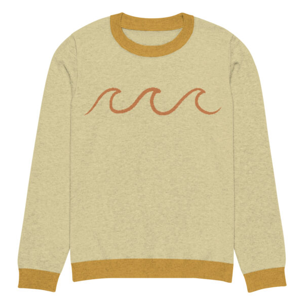 Knitted crew neck sweater Unisex - Yellow Waves 2 - Image 7