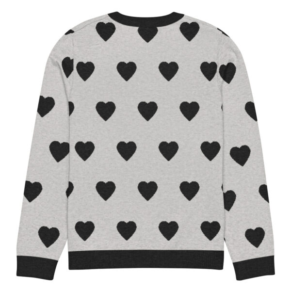 Knitted crew neck sweater Unisex - Hearts Black and Gray - Image 8