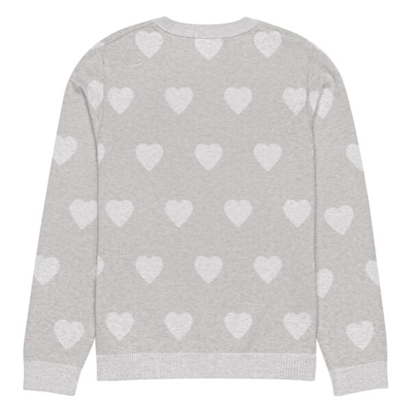 Knitted crew neck sweater Unisex - White Hearts - Image 8