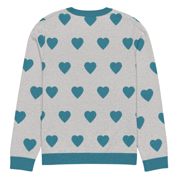 Knitted crew neck sweater Unisex - Green Hearts - Image 8