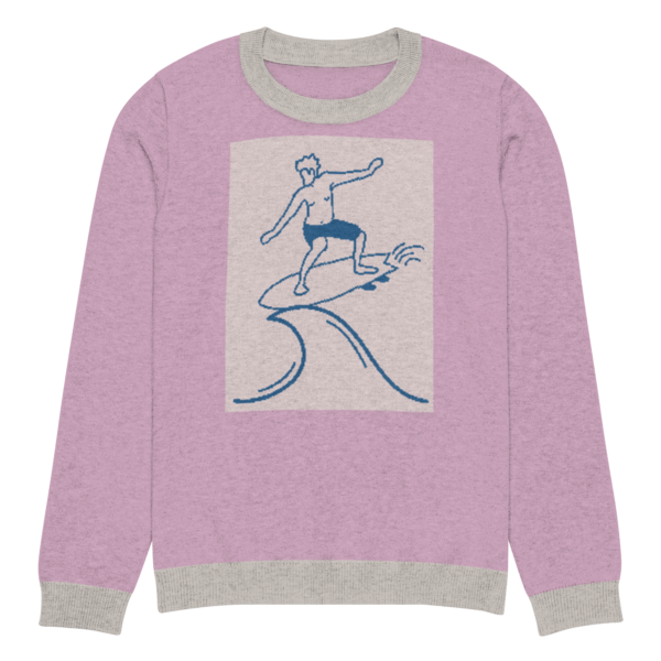 Knitted crew neck sweater Unisex - Pink Surf - Image 5