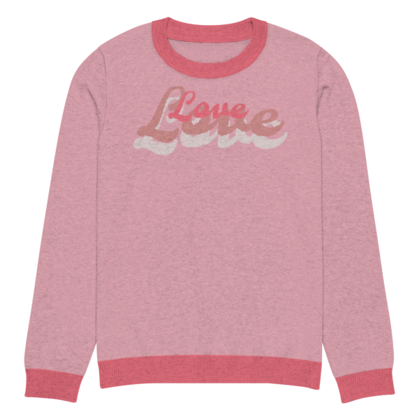 Knitted crew neck sweater Unisex - Pink Love - Image 5