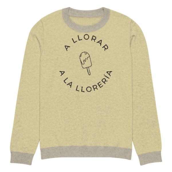Knitted crew neck sweater Unisex - Yellow Ice Cream - Image 5