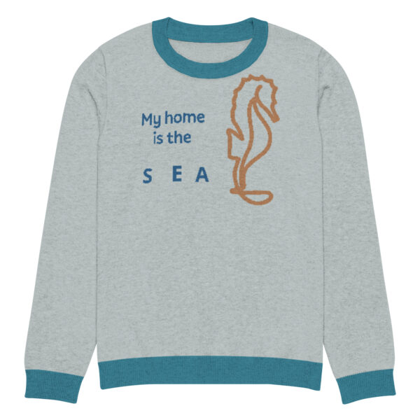 Knitted crew neck sweater Unisex - My Home is the Sea - Image 5