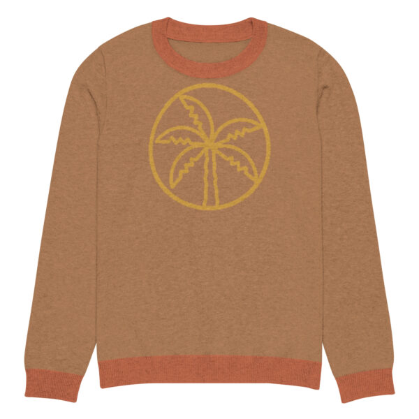 Knitted crew neck sweater Unisex - Yellow Palm Trees - Image 5