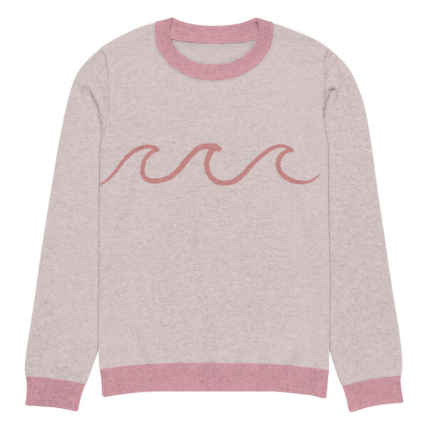 Knitted crew neck sweater Unisex - Pink Waves - Image 5