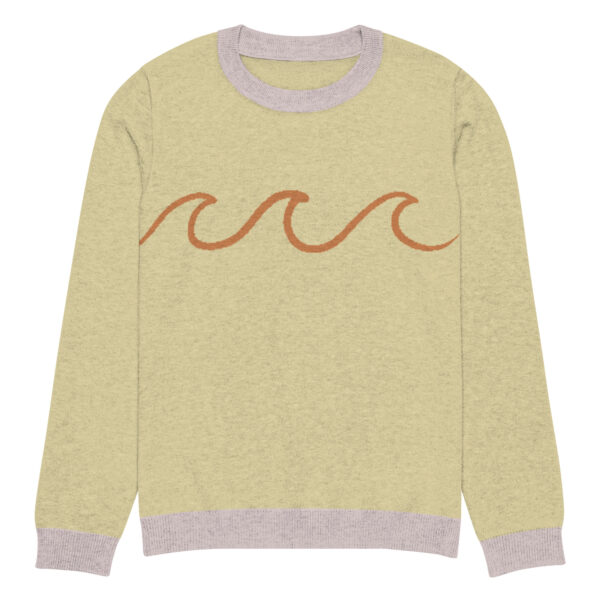 Knitted crew neck sweater Unisex - Yellow Waves - Image 5
