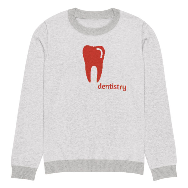 Knitted crew neck sweater Unisex - Dentistry Red and Gray - Image 5