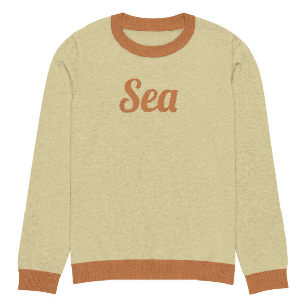 Knitted crew neck sweater Unisex - Yellow Sea - Image 5