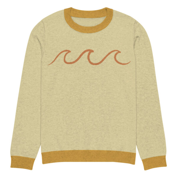 Knitted crew neck sweater Unisex - Yellow Waves 2 - Image 5