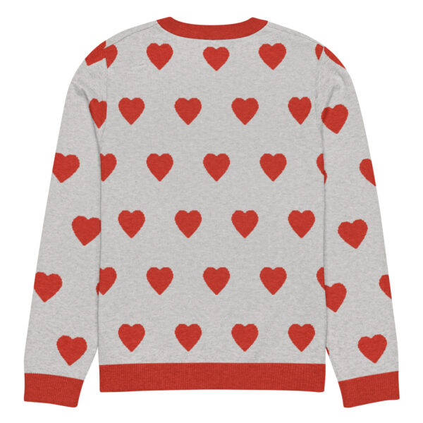 Knitted crew neck sweater Unisex - Red Hearts - Image 6