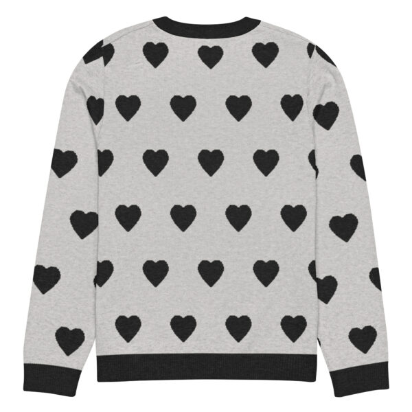 Knitted crew neck sweater Unisex - Hearts Black and Gray - Image 6