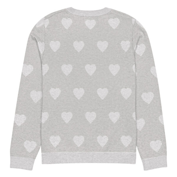 Knitted crew neck sweater Unisex - White Hearts - Image 6