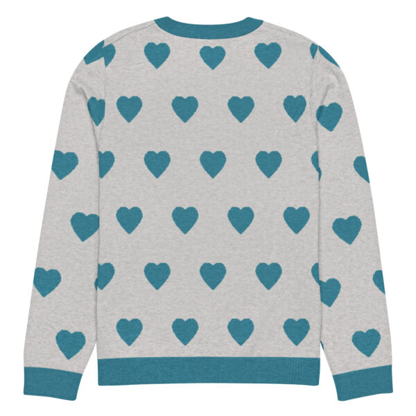 Knitted crew neck sweater Unisex - Green Hearts - Image 6